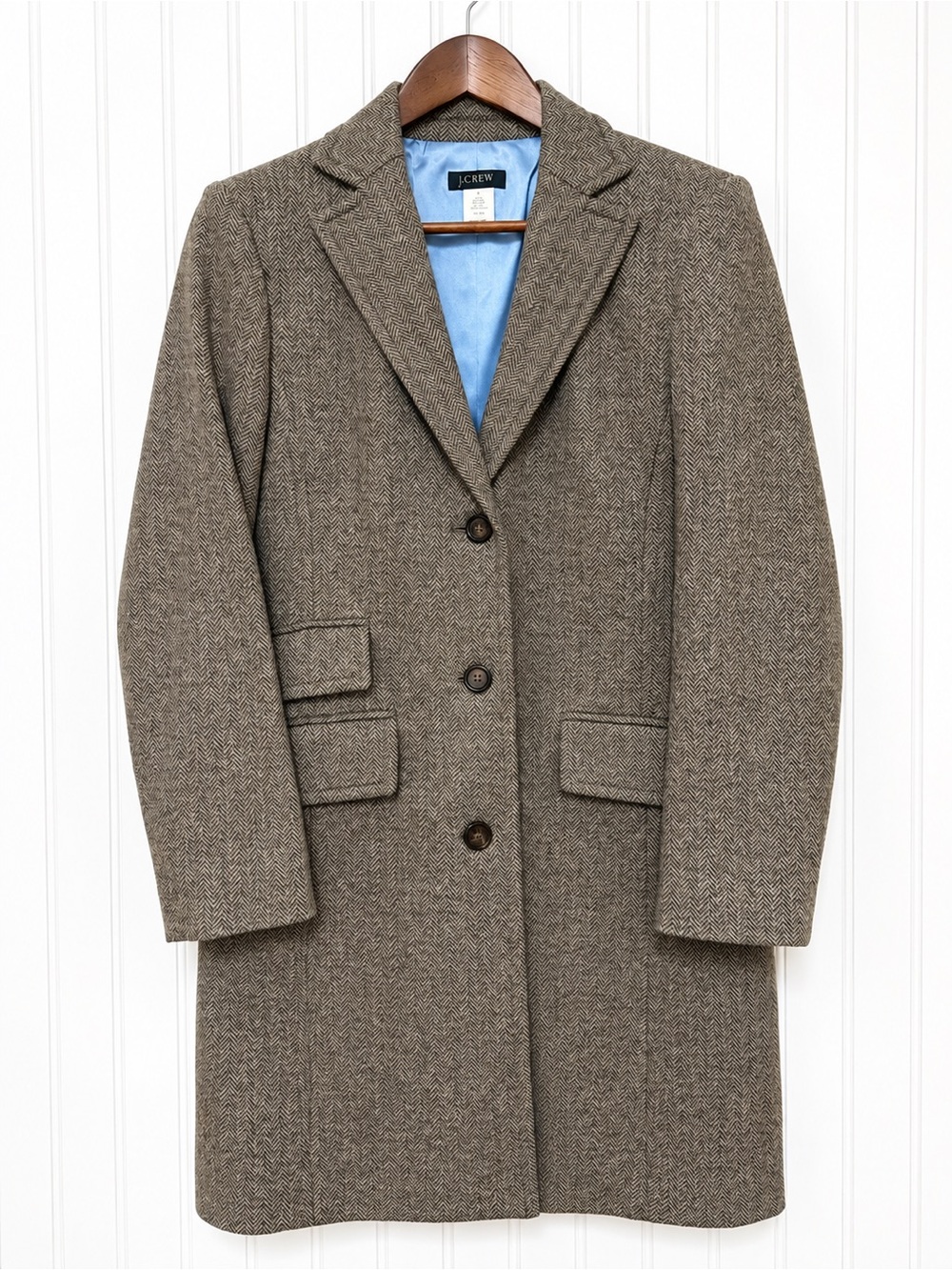 J.Crew Womens Equestrian Preppy Topcoat Size 4Herringbone Classic Tweed Academia